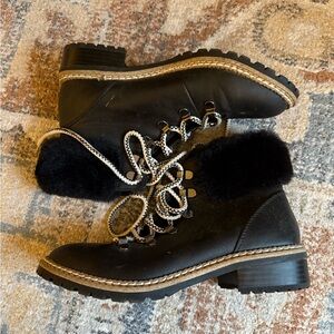 Express Black Fur-Trimmed Women's Boots